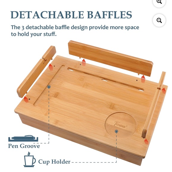 Bamboo Bedside Shelf with Cup Holder - Picture 2 of 7